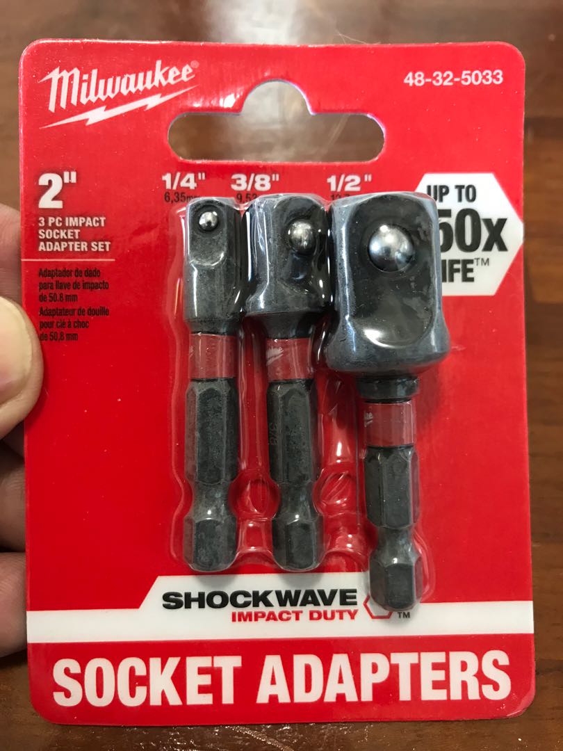 New Milwaukee Impact Drill Bit Extensions Shockwave Socket Adapter Set