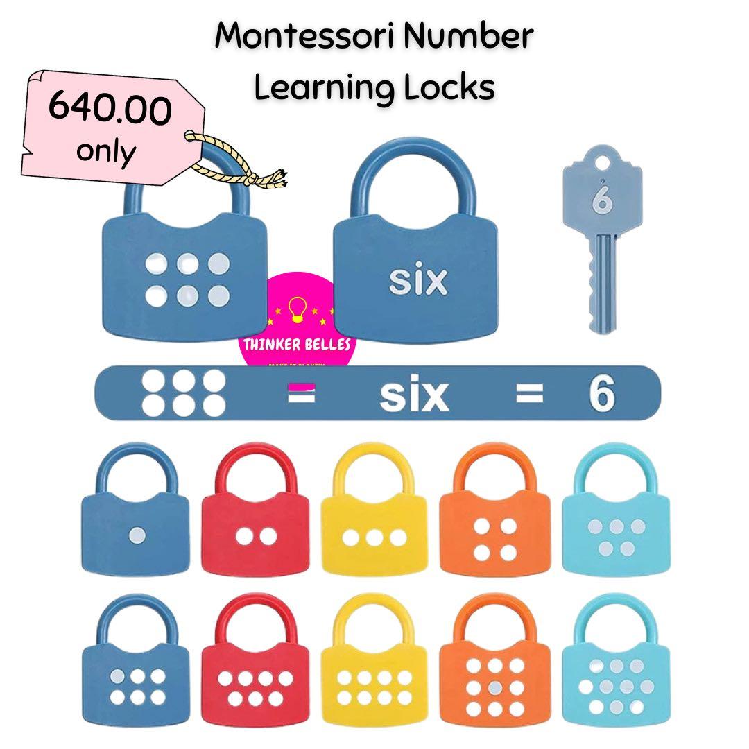 Montessori Number Learning Locks, Hobbies & Toys, Toys & Games on Carousell