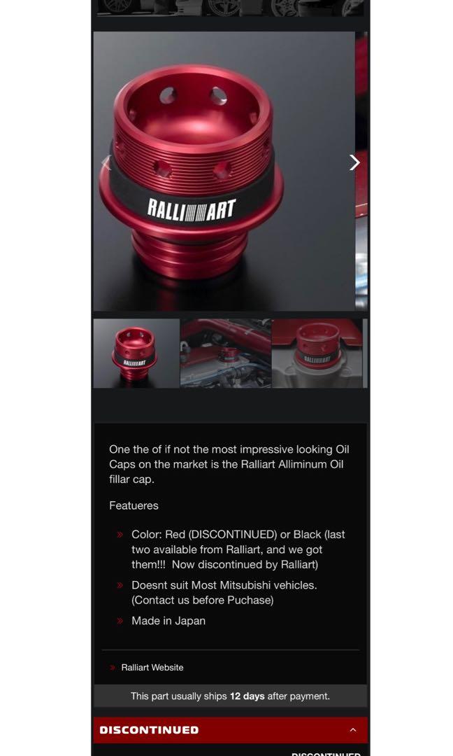 original RALLIART EVO X oil cap, Auto Accessories on Carousell