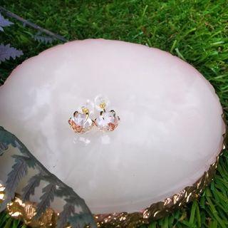 Pink Amethyst Stud Earrings in K18 Japan Gold