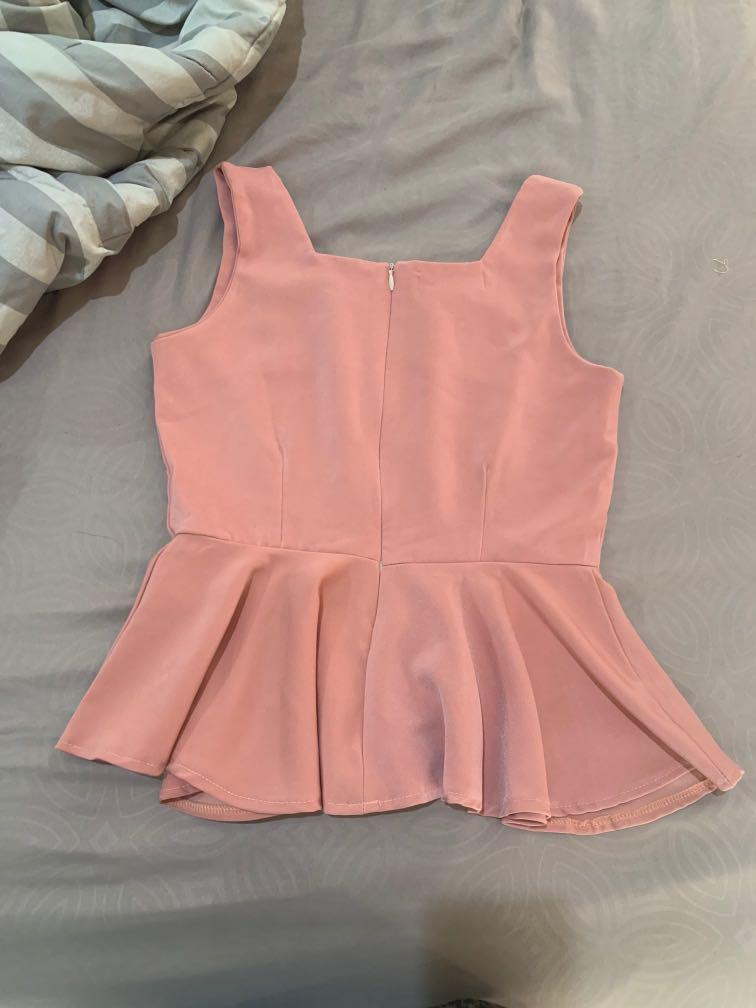 Pink Peplum Top, Fesyen Wanita, Pakaian 