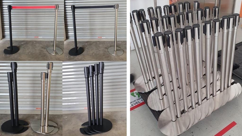 Premium Stackable Queue Pole Crowd Control (Category: Everything Else) located in Singapore. Submitted by aka_enterprise (Listing ID 1118527484, Image 3). Description: <<READY STOCK FOR IMMEDIATE COLLECTION>> ►BRAND NEW STACKABLE STAINLESS STEEL QUEUE POLES FOR SALE <RED or BLACK Belt Available> ►►►►Height 850mm $40/pc ►►►►Height 1000mm $48/pc (Premium Belt Clip) ◘Premium Grade stainless steel pole with full steel base. ◘Stackable full steel base