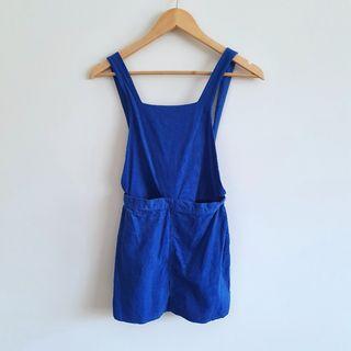 size 7 GUC Bonds corduroy bib overall dress blue 2 in 1 use skirt only or dress