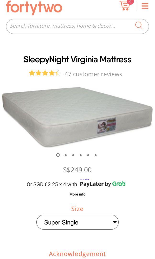 SleepyNight Virginia Mattress, Furniture & Home Living, Furniture, Bed