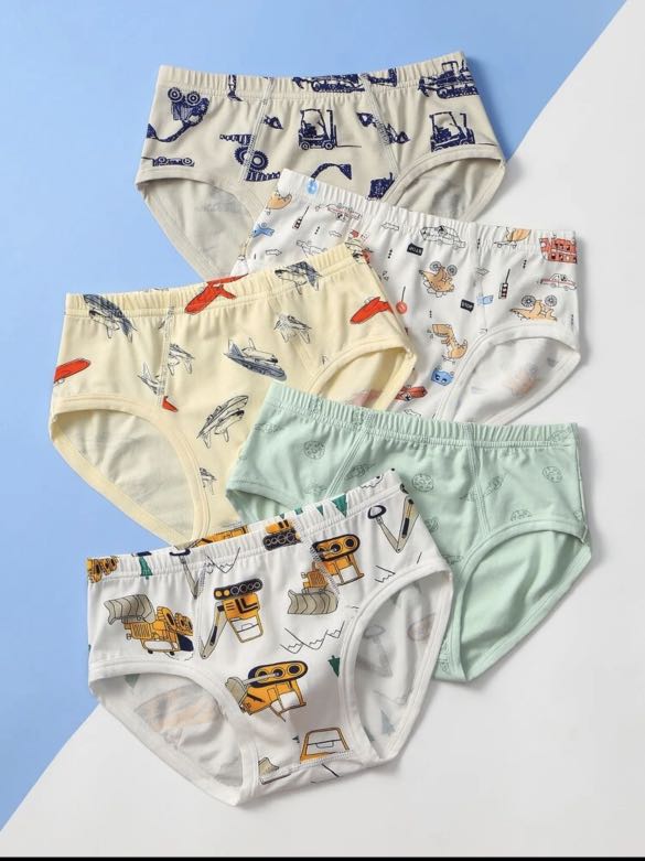 CM-Kid Toddler Boy Excavator Underwear Cotton Underpants 5 Pack