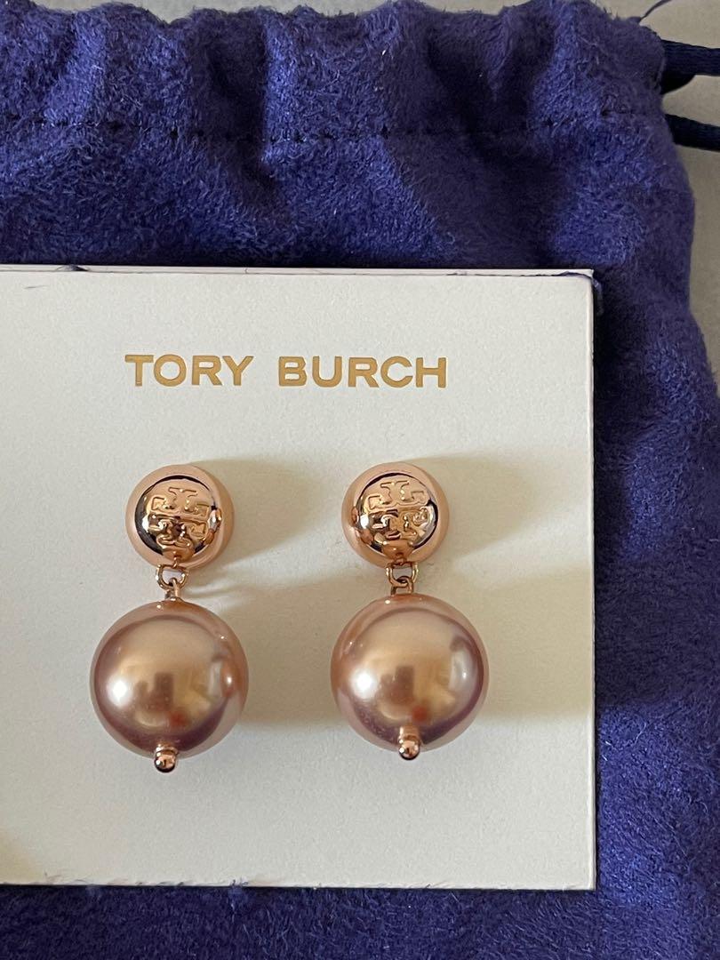Tory Burch Crystal Pearl Drop Earrings Women s Fashion Jewelry