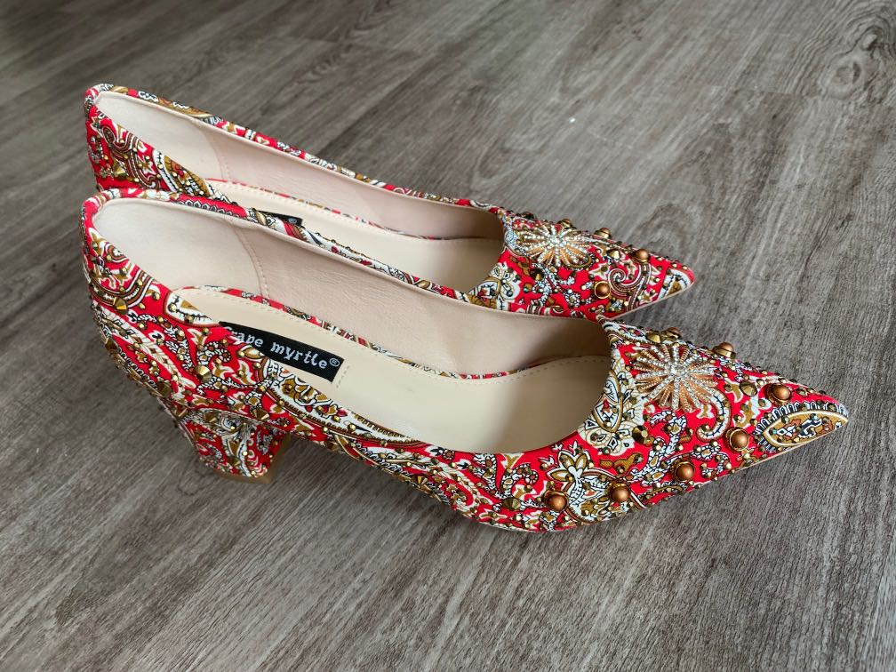 red studded heels
