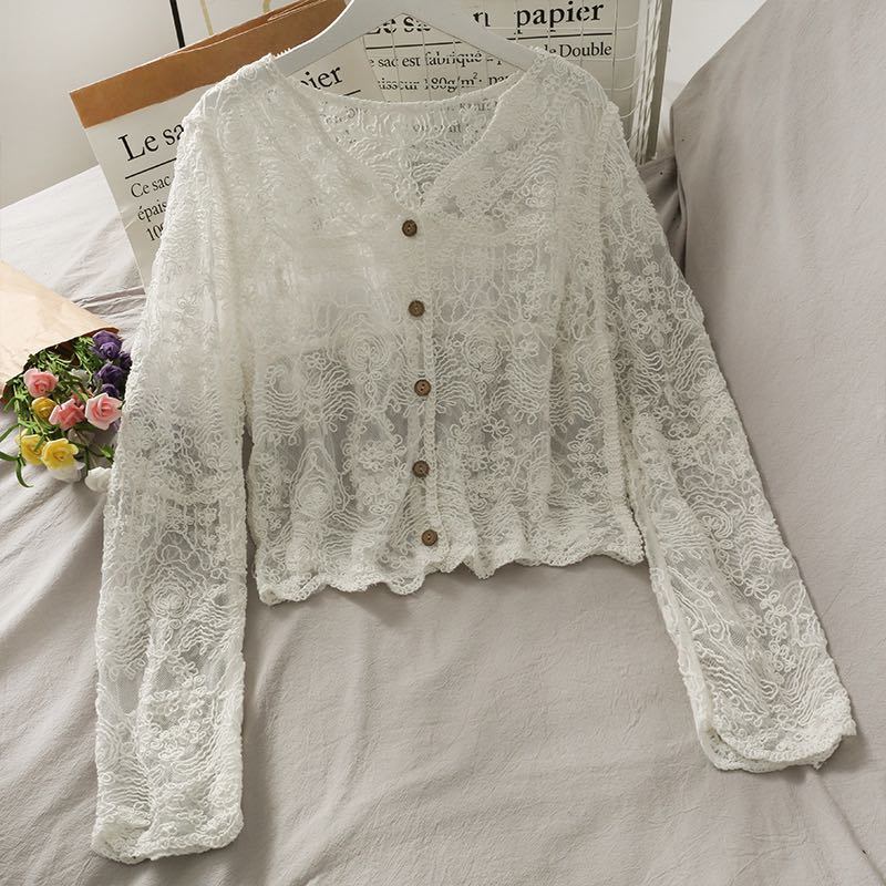 White lace cardigan Women s Fashion Coats Jackets and Outerwear