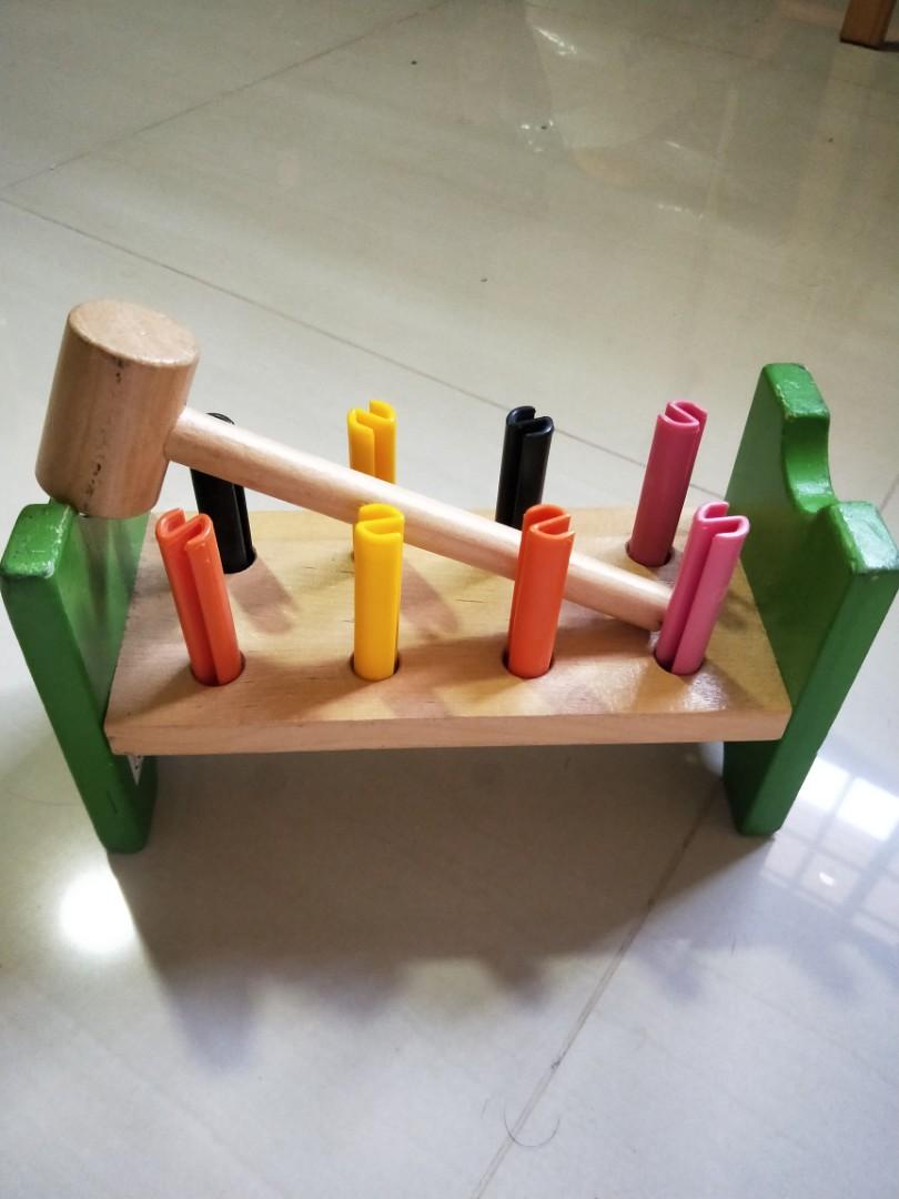Wooden hammer and nails toys, Hobbies & Toys, Toys & Games on Carousell