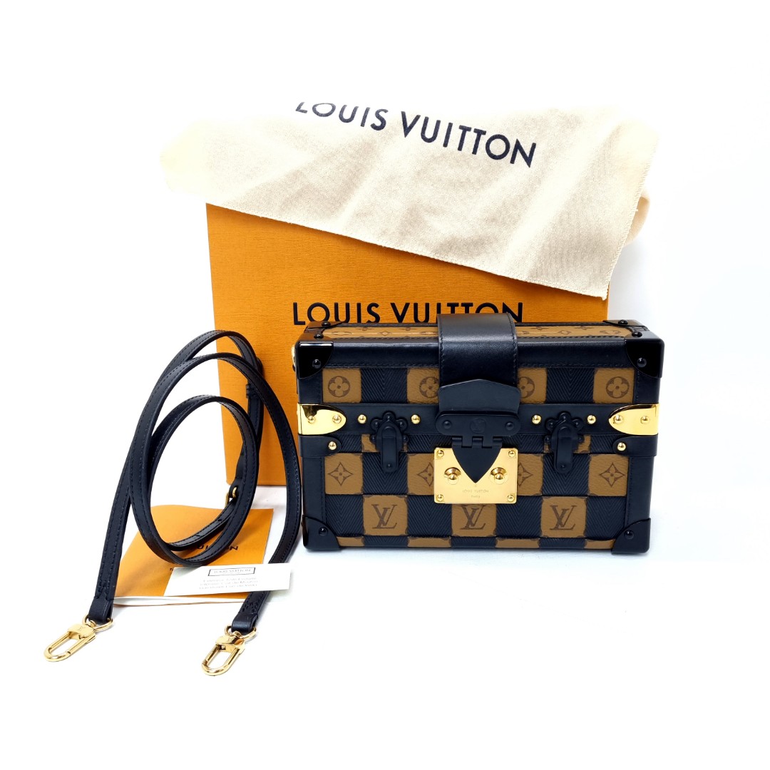 Louis Vuitton Monogram Canvas Tressage Petite Malle Brown Leather