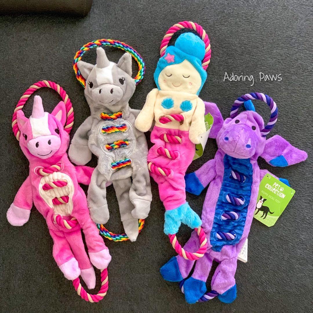 50cm Long Flat Squeaky Unicorn Mermaid Dragon Animal Plush Pet Dog