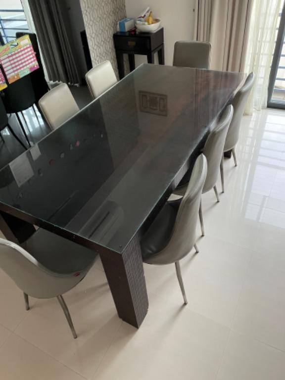 FREE 8 seater dining table 2m x 1m with tempered glass top, Furniture ...