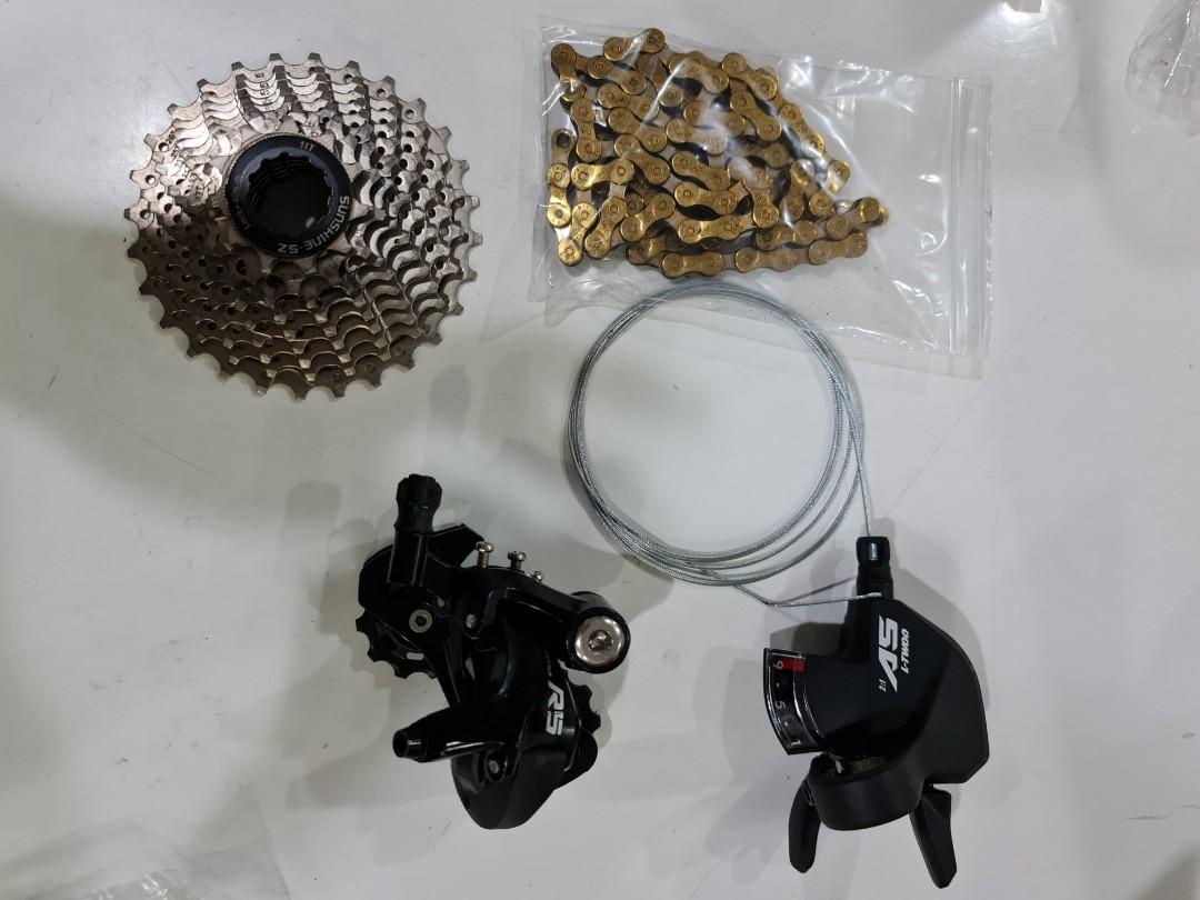 9 speed set (cassette, shifter, derailleur short cage, chain speed ...