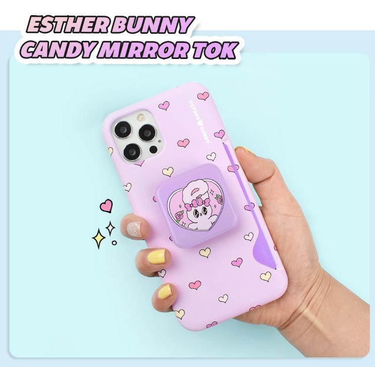 韓國代購: esther bunny 手機硬殼連手鏡手機支架, 手提電話, 電話及