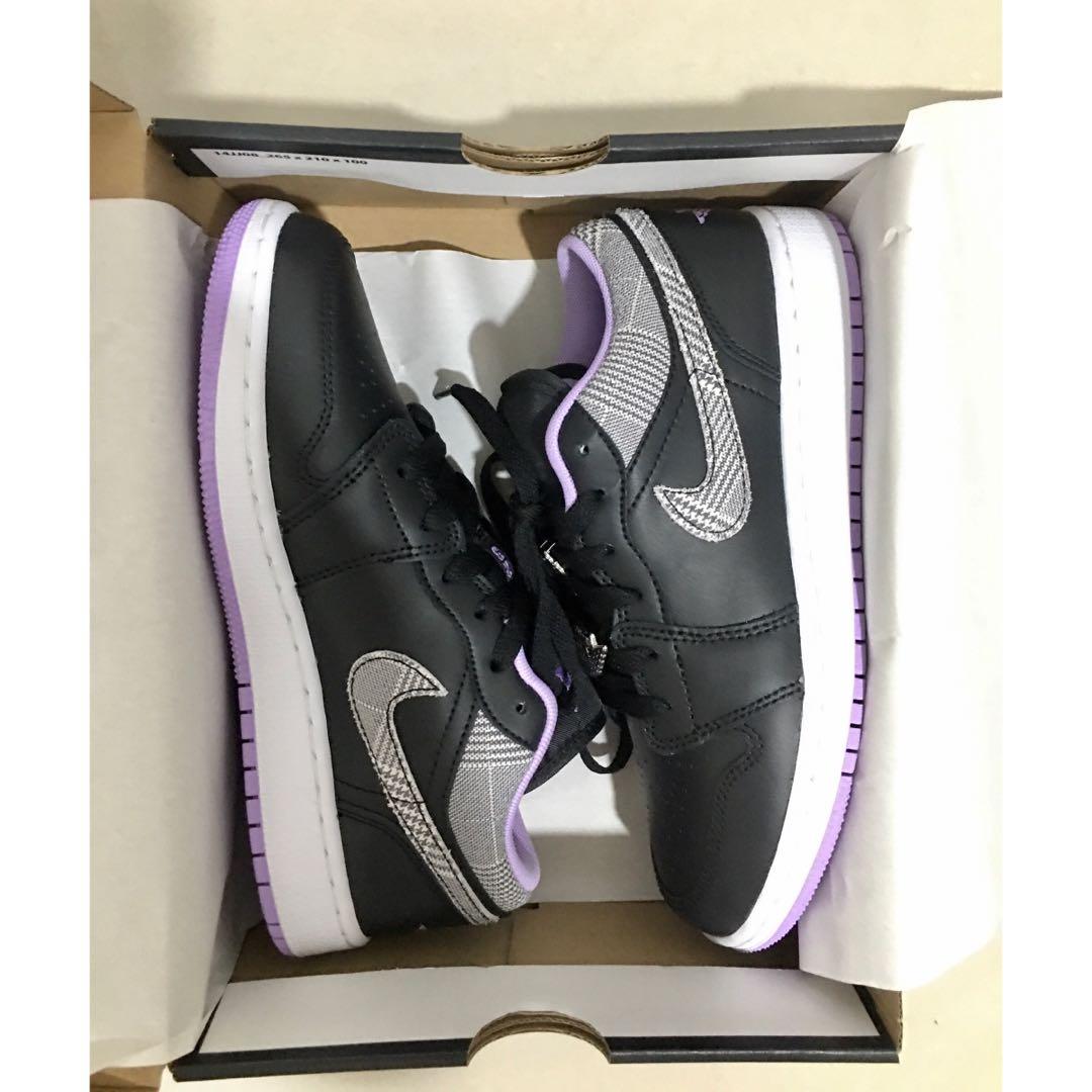Air Jordan 1 Low Lilac Houndstooth, Women's Fashion, Footwear