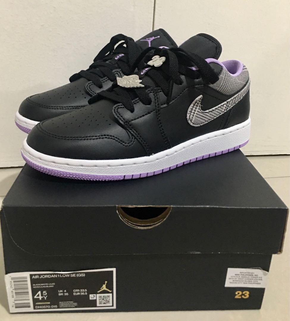 Air Jordan 1 Low Lilac Houndstooth, Women's Fashion, Footwear