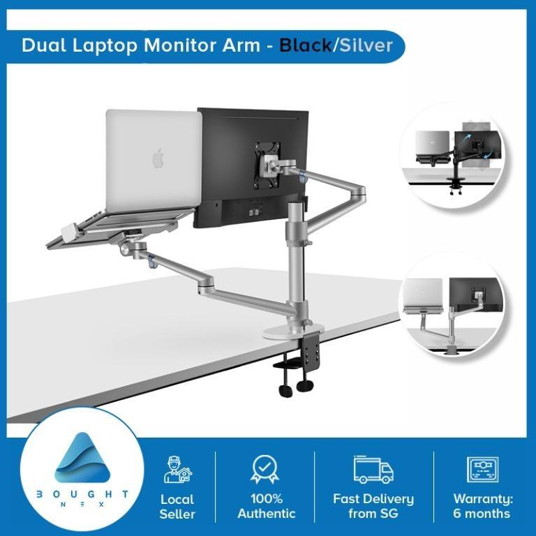 Aluminium Height Adjustable Monitor Laptop Desktop Dual Arm 17-32 inch  Monitor Holder 12-17 inch Office Stand Up, Computers  Tech, Parts   Accessories, Monitor Screens on Carousell