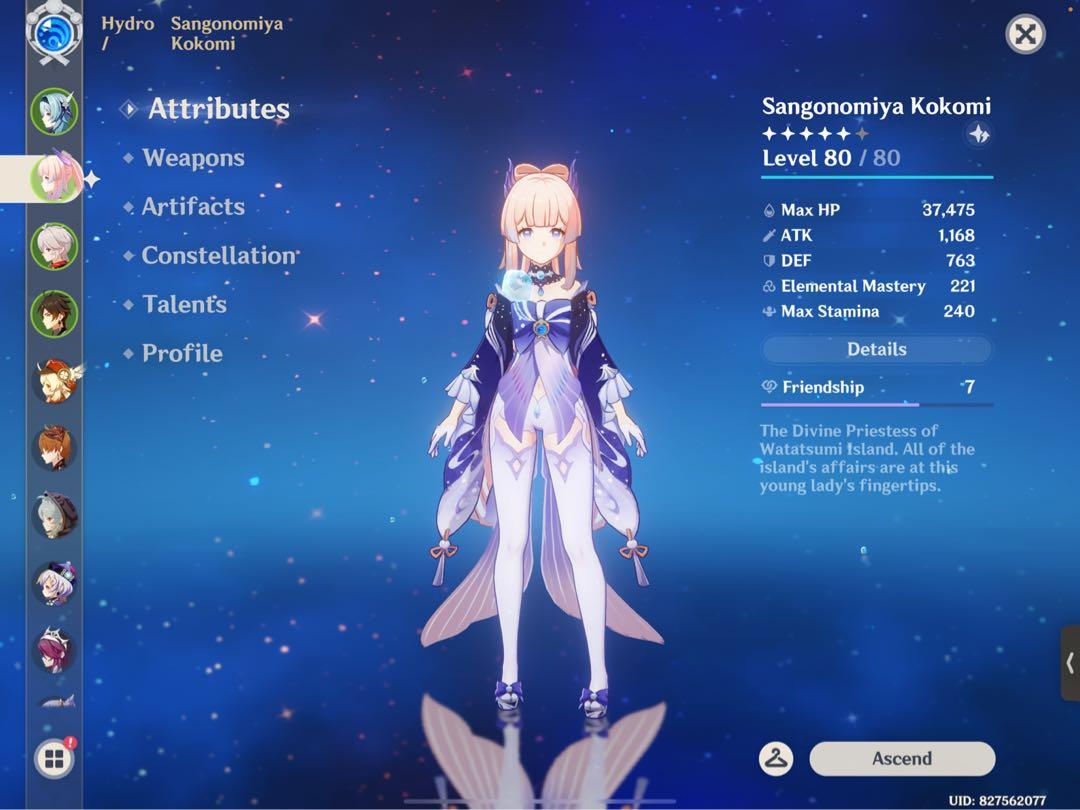 AR 55 Genshin Account Asian Server (Klee, Eula, Kokomi, Zhongli, Kazuha