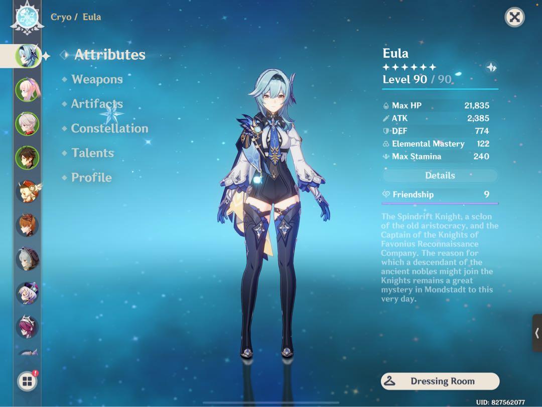 AR 55 Genshin Account Asian Server (Klee, Eula, Kokomi, Zhongli, Kazuha