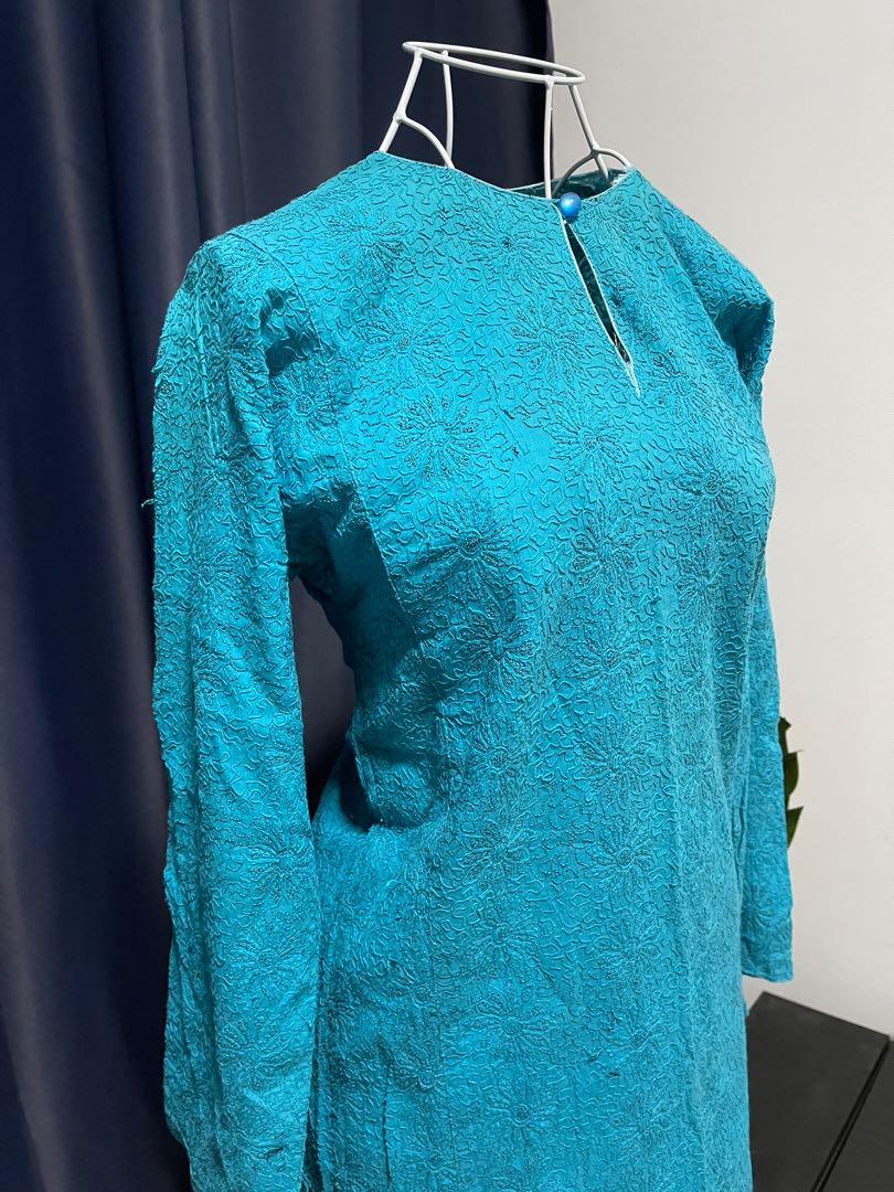 Baju Kurung Biru Blue Muslimah Fashion Two Piece On Carousell