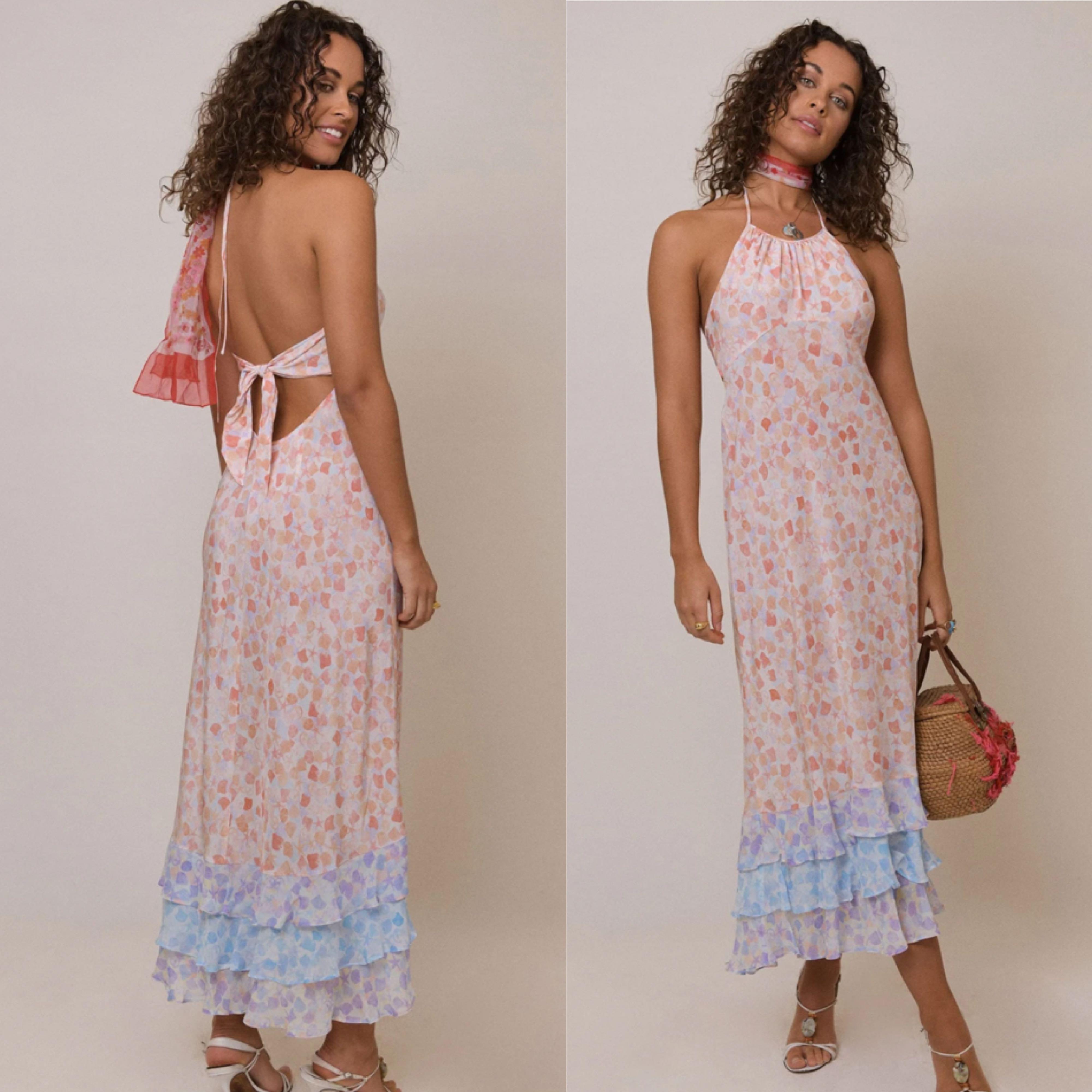 Last pc XS BNWT RIXO Melina halterneck pebble feather mix dress authentic Women s Fashion Dresses Sets Dresses on Carousell