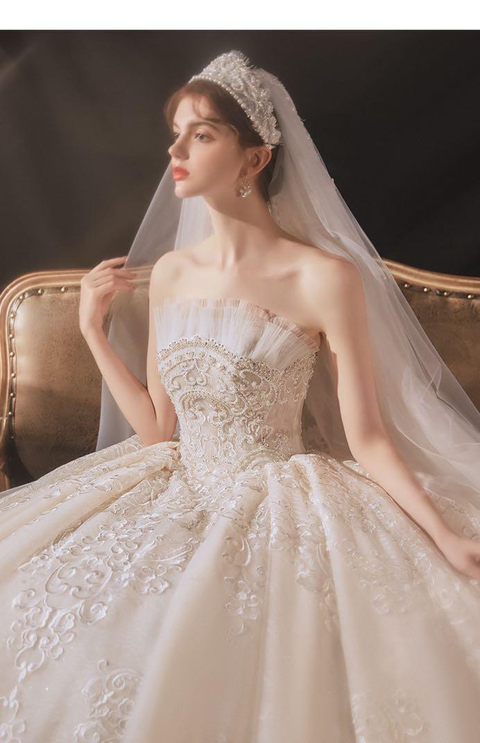 BRAND NEW Victorian European Wedding Dress with Train