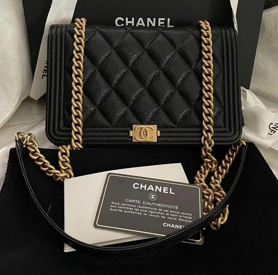 Chanel boy wallet on chain woc flap bag, Luxury, Bags & Wallets on