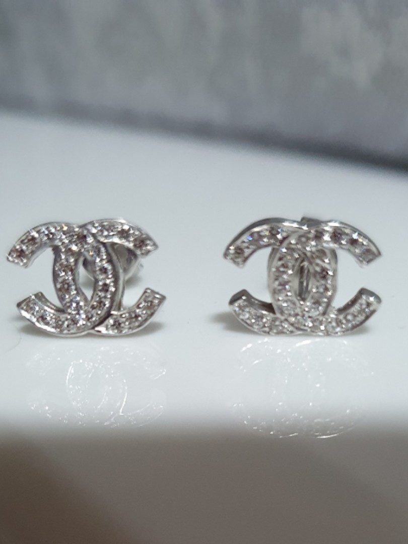 Chanel diamond earrings, Luxury, Accessories on Carousell