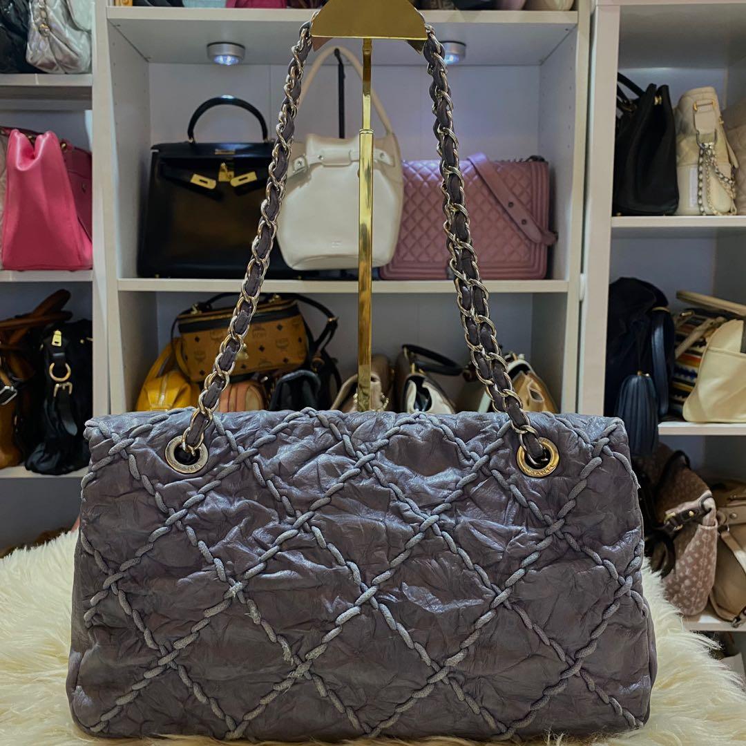 Chanel Ultra Stitch Flap Bag Quilted Calfskin Jumbo Gray