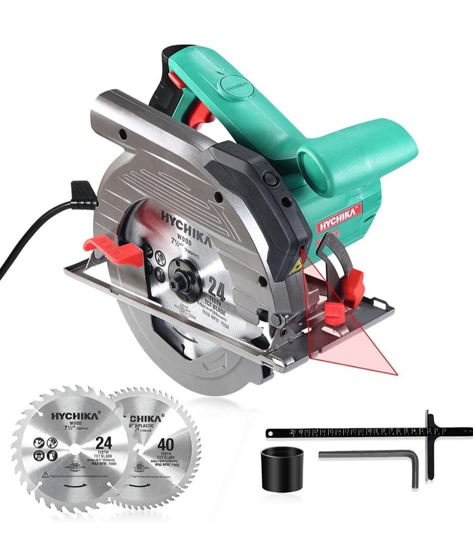 Circular Saw, 1500W HYCHIKA Electric Saw with Speed 4700RPM, Laser Guide,  24T/40T Blades(190mm), Max Cutting Depth: 90°: 65mm/45°: 45mm, Safety  Switch, Pure Copper Motor, Dust Extraction, Furniture  Home Living, Home  Improvement