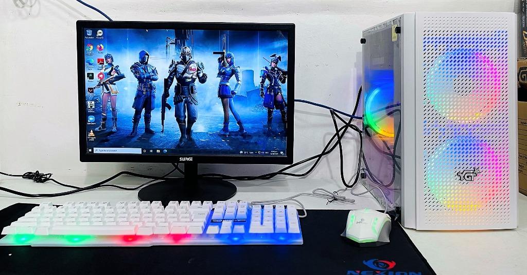 Computer Gaming Set (Category: Desktops) located in Taguig. Submitted by mqueen0324 (Listing ID 1123066533, Image 2). Description: Specs: Procie: AMD A8 - 9600 Box Type Mobo: Gigabyte a320m - s2h RAM: White Crucial Ballistix 8gb ddr4 2666mhz SSD: 240gb HDD: None PSU: 500w YGT Case: YGT White/Black Monitor: Surge 19" Peripherals: - Inplay RGB Keyboard and Mouse (black or white) Free: Badwolf RGB Headset and Extended Mousepad.