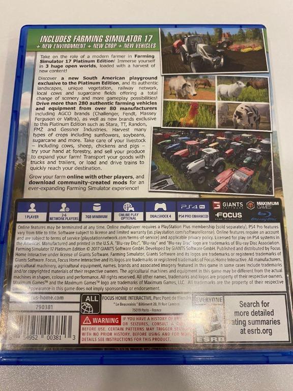 Farming Simulator 17 Platinum Edition PS4 Playstation 4 Game, Video Gaming,  Video Games, PlayStation on Carousell