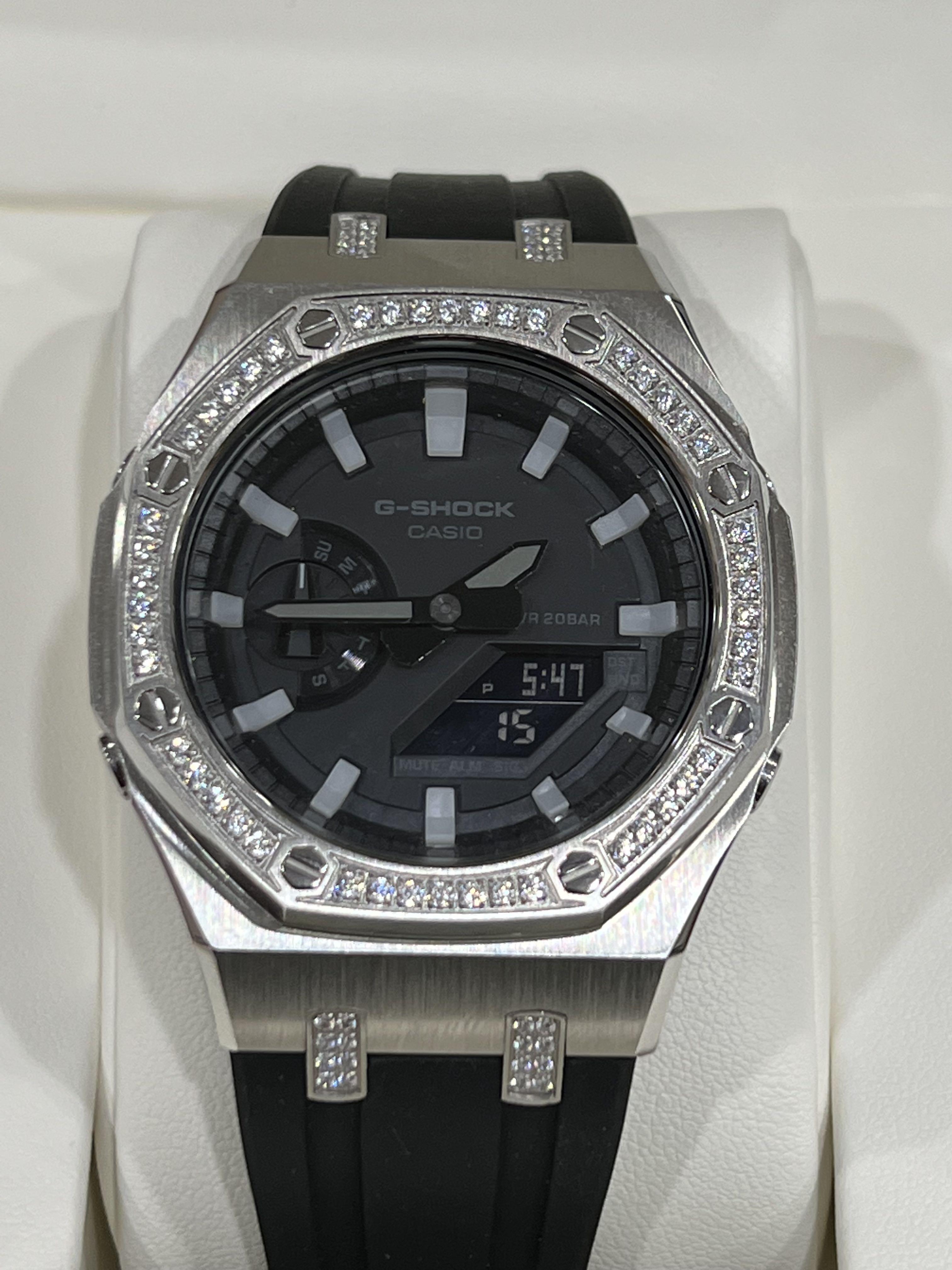 G Shock premium quality diamond crystal mod case and thick rubber strap GA2100 GA2110 ga 2100 ga 2110