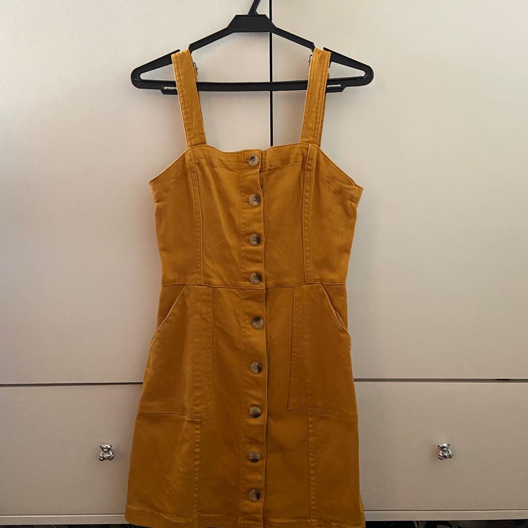 h&m yellow denim dress