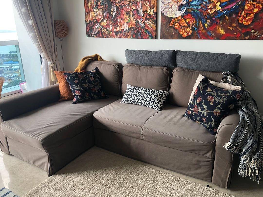 Ikea L Shape Sofa bed with storage, Furniture & Home Living, Furniture