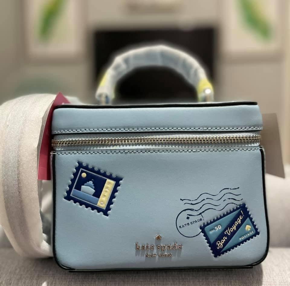 Kate Spade Trunk Crossbody Bon Voyage Off The Grid Blue Leather