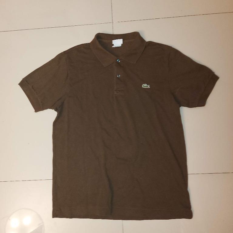 Mens brown lacoste polo clearance