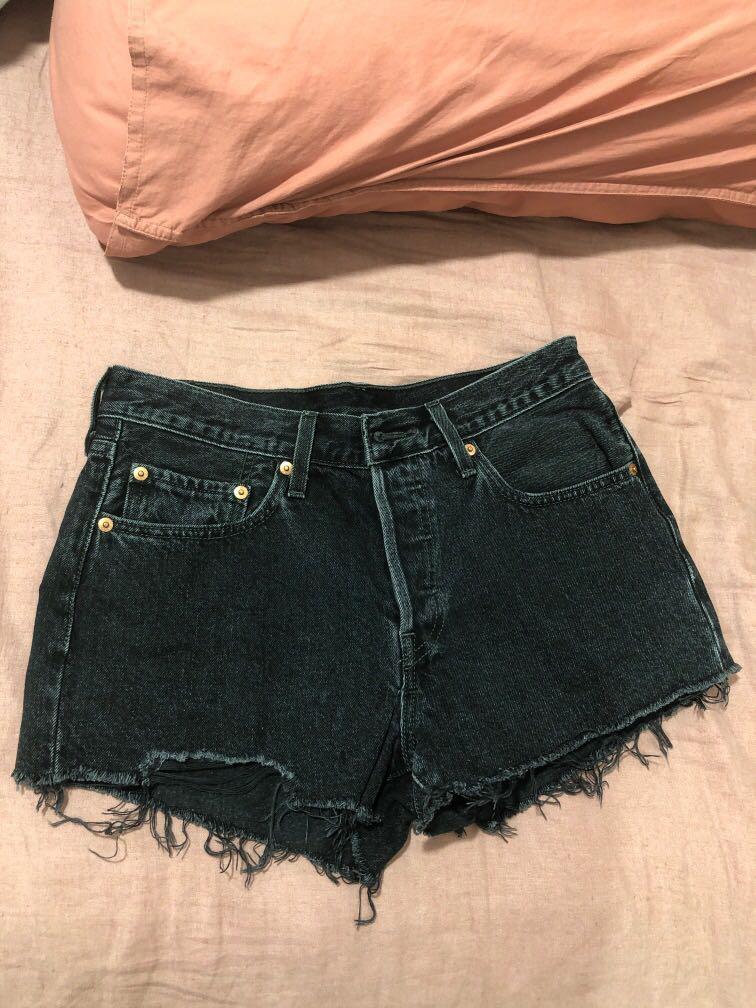 Levis 501 Black Denim Shorts, Women's 