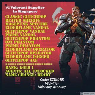 Mid-Tier Valorant Account CHEAP!!! Code: EZU1085 SUPERB PRICE