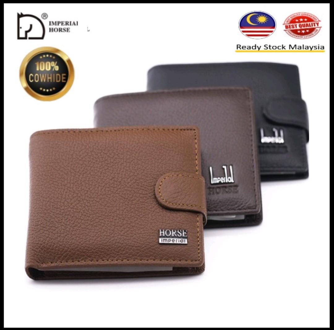 MY Imperial Horse 023 Men s Genuine Leather Wallets Buckle Fold Over Zip Wallet Dompet Lelaki