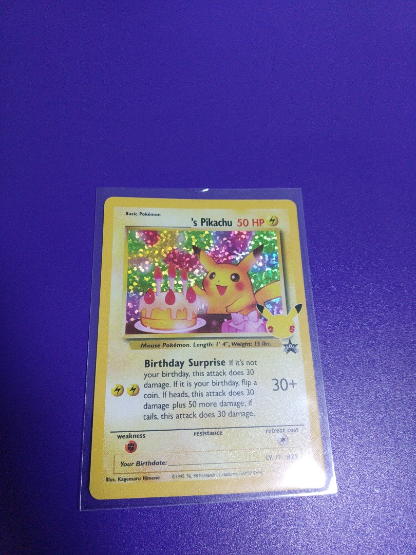 Pokemon TCG Birthday Pikachu Holo Rare - Celebrations Classic