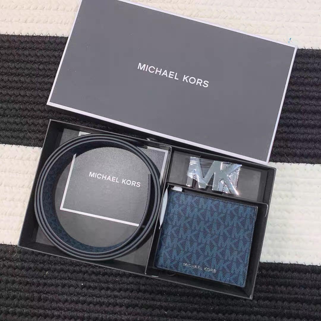 PREORDER MICHAEL KORS MENS Logo Belt and Billfold Wallet Set 39H9LGFN1U