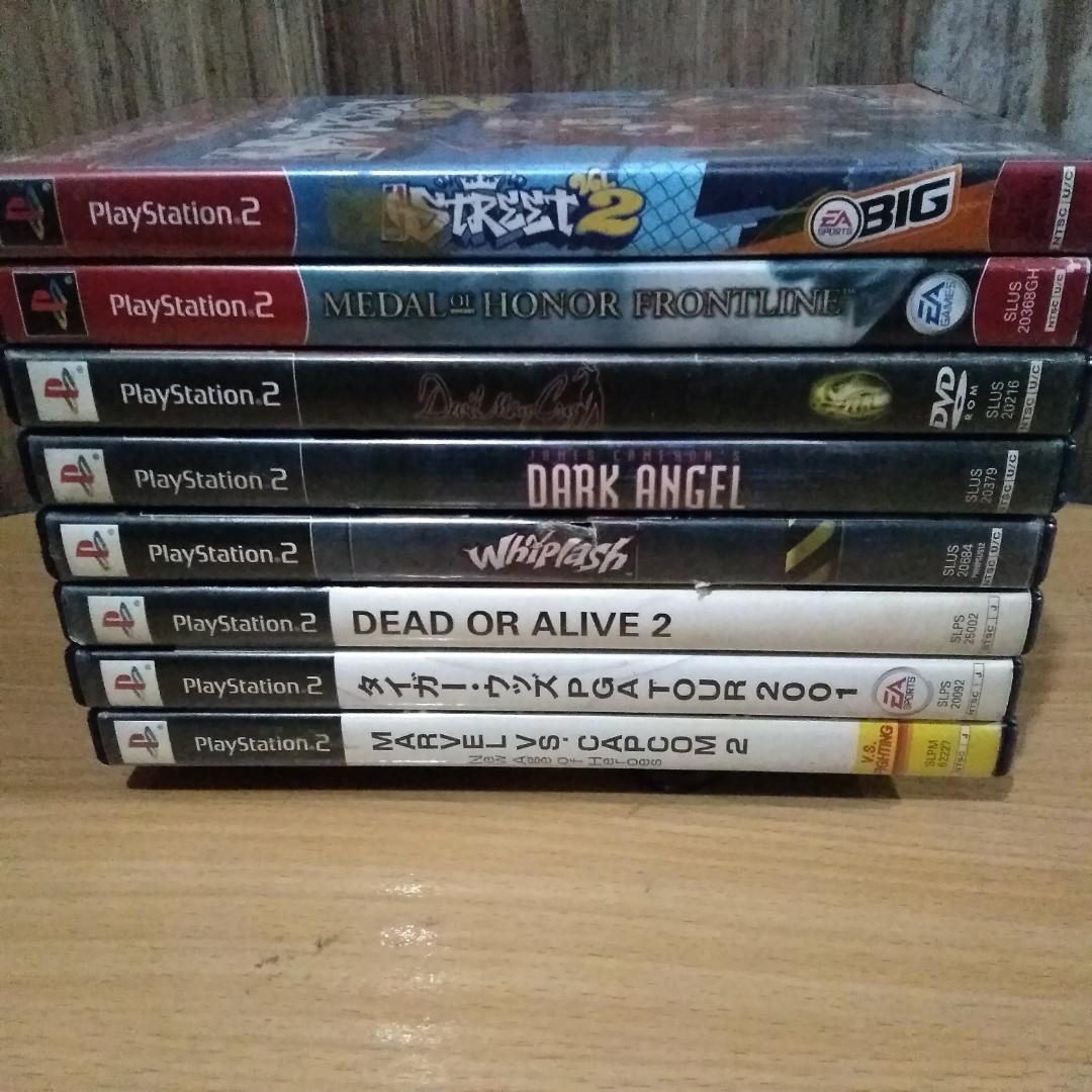 PS2 games original (Category: PlayStation) located in Paranaque City. Submitted by dalyas0031 (Listing ID 1123000573, Image 1). Description: 350 each Nba street vol 2. Ntsc u/c (SOLD) Medal of honor frontline ntsc u/c Devil may cry ntsc u/c (SOLD) Dark angel ntsc u/c Whiplash ntsc u/c (SOLD) Dead or alive 2 ntsc j Pga tour 2001 ntsc j Marvel vs capcom 2 ntsc j (SOLD) Buyer will shoulder shipping fee..