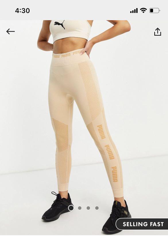 Puma Training Evoknit Seamless leggings- soft beige (M), Women's Fashion,  Activewear on Carousell