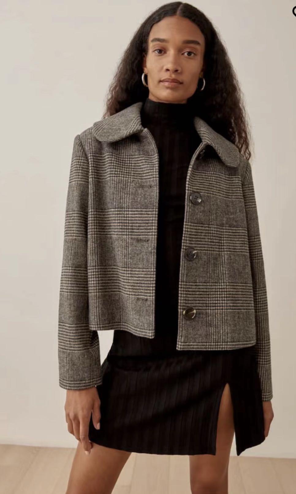 Reformation Dillion Winter trench coat authentic brown plaid