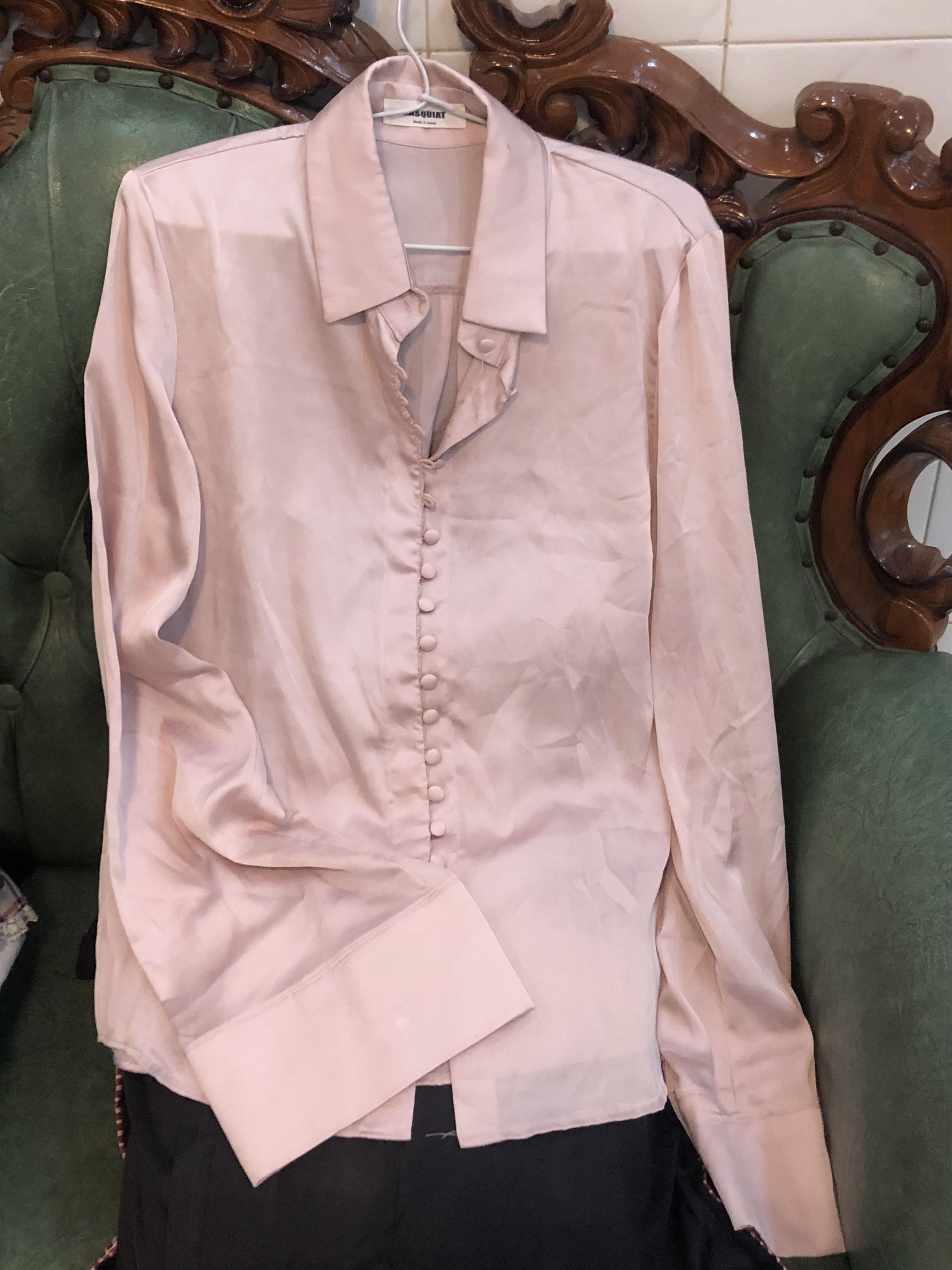 pale pink satin blouse