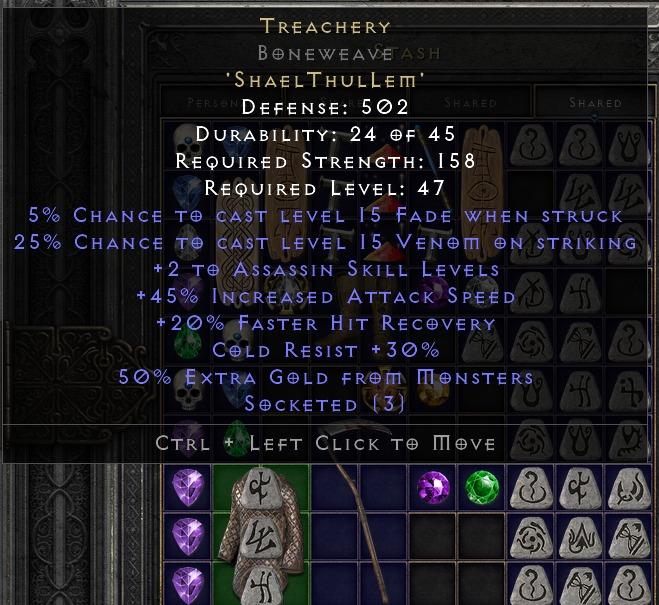 Treachery Boneweave 500def Merc armour Diablo 2 Resurrected, Video