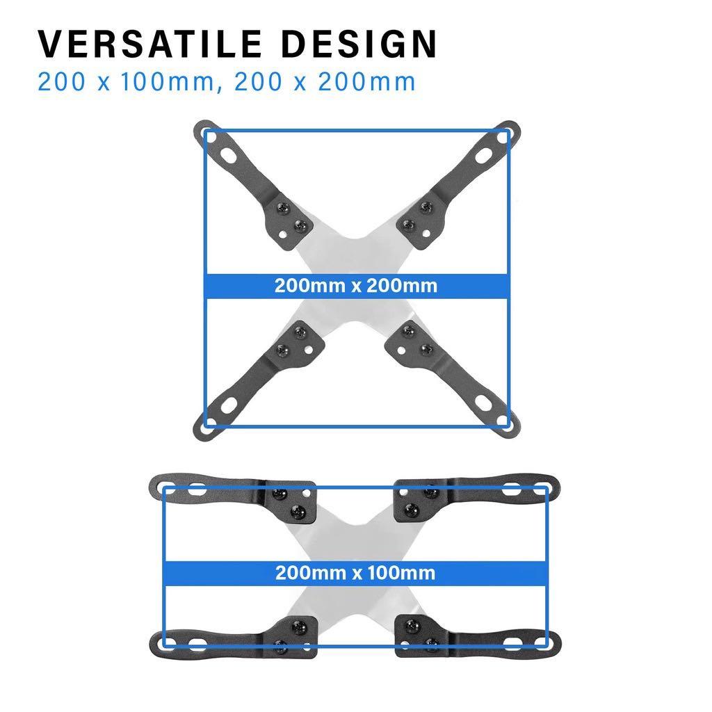 Mount-It! VESA Mount Adapter Kit, TV Wall Mount Bracket Adapter Converts  75x75 and 100x100 mm Patterns to 200x100 and 200x200 mm