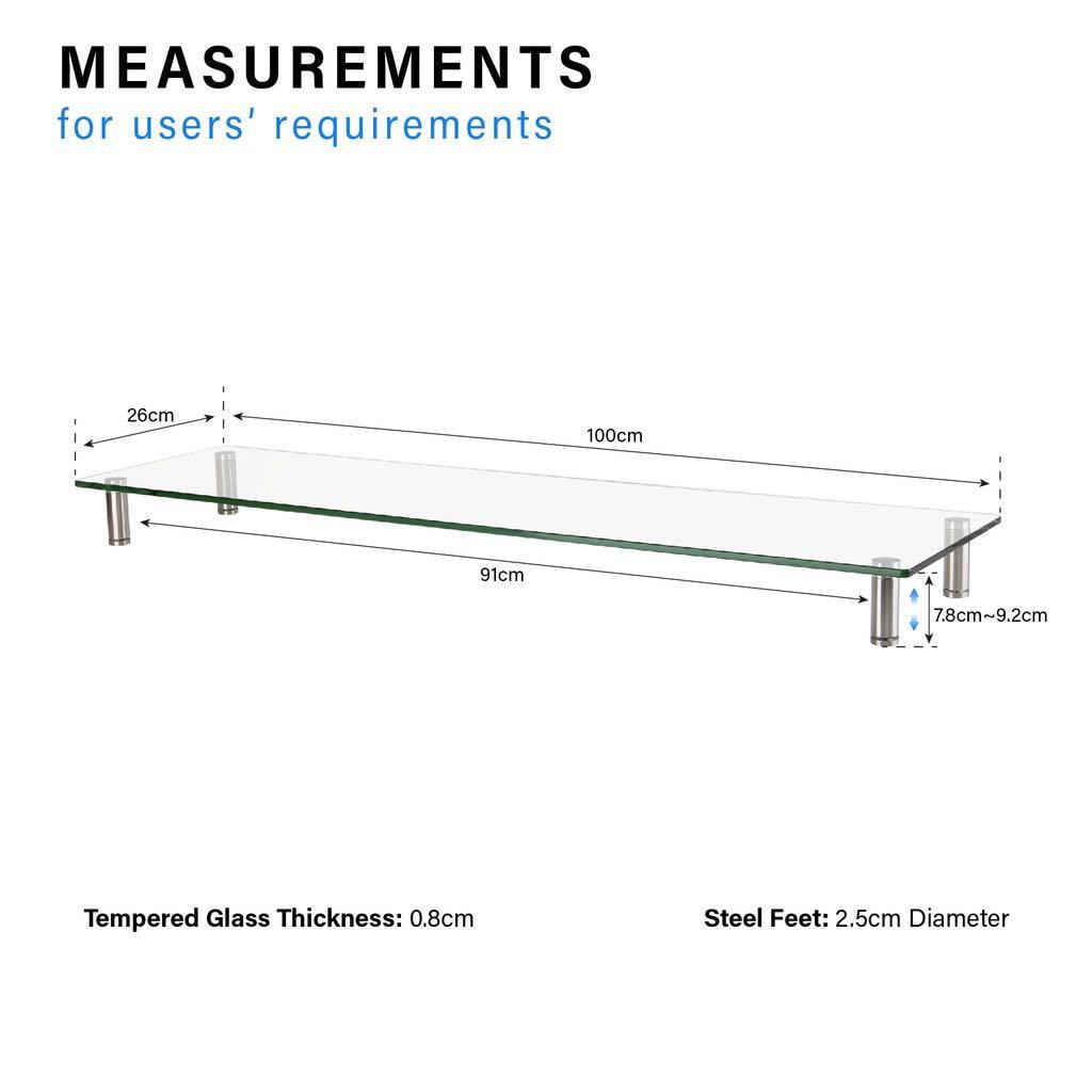 Glass Stand Riser ULTi Premium Tempered Glass Monitor Stand Riser Shelf, Height & Tilt ...