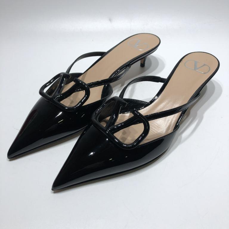 VALENTINO PATENT BLACK KITTEN HEEL SIZE 37 217019734